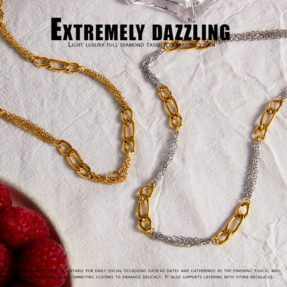 Wholesale Women's Geometric Stainless Steel Chain Necklace With Pvd Furnace Vacuum Real Gold Plating