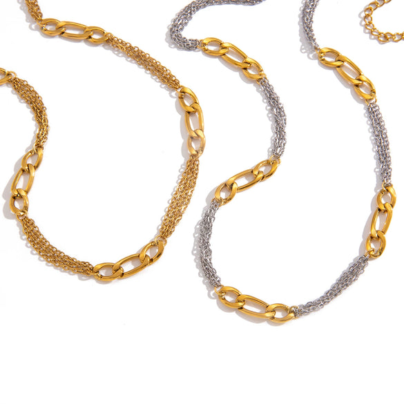 Wholesale Women's Geometric Stainless Steel Chain Necklace With Pvd Furnace Vacuum Real Gold Plating