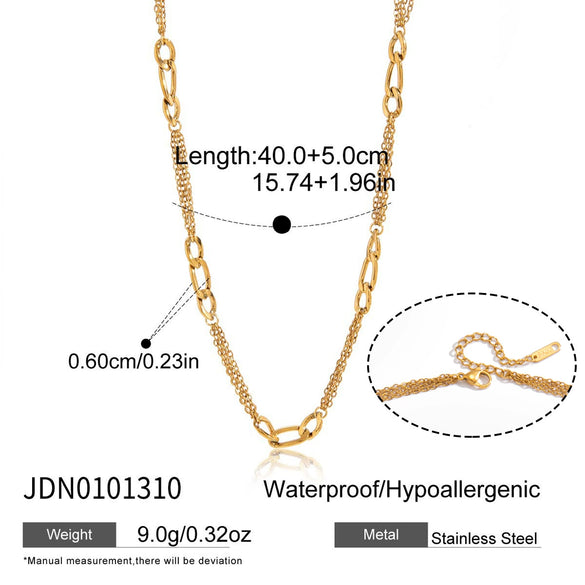 Wholesale Women's Geometric Stainless Steel Chain Necklace With Pvd Furnace Vacuum Real Gold Plating