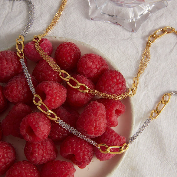 Wholesale Women's Geometric Stainless Steel Chain Necklace With Pvd Furnace Vacuum Real Gold Plating