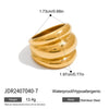 Wholesale Women's Geometric Stainless Steel Chubby Rib Ring With Gold And Silver Color Matching Electroplated In Light Luxury Fashion