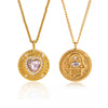 Wholesale Women's Geometric Stainless Steel Coin Pendant Necklace With Vacuum Real Gold Plating