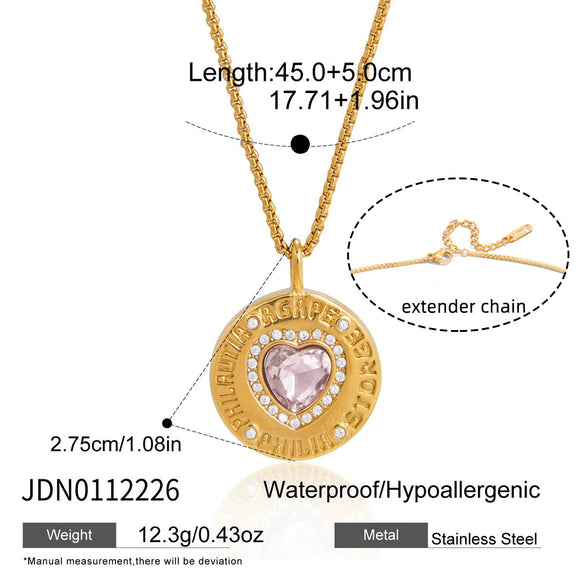 Wholesale Women's Geometric Stainless Steel Coin Pendant Necklace With Vacuum Real Gold Plating