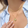 Wholesale Women's Geometric Stainless Steel Coin Pendant Necklace With Vacuum Real Gold Plating