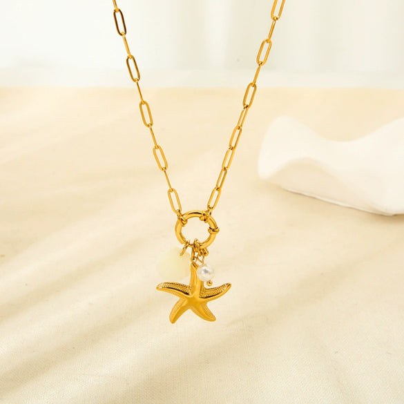 Wholesale Women's Geometric Stainless Steel Cross Chain Necklace 18K Gold Plated
