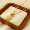 Wholesale Women's Geometric Stainless Steel Cross Chain Necklace 18K Gold Plated