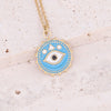 Wholesale Women's Geometric Stainless Steel Cross Necklace With Eye Pattern And Zircon Design