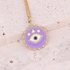 Wholesale Women's Geometric Stainless Steel Cross Necklace With Eye Pattern And Zircon Design