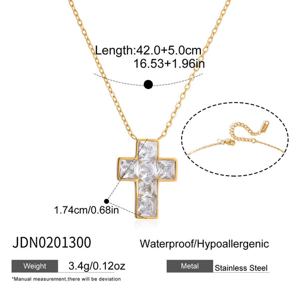 Wholesale Women's Geometric Stainless Steel Cross Necklace With Vacuum Real Gold Plating In Pvd Furnace