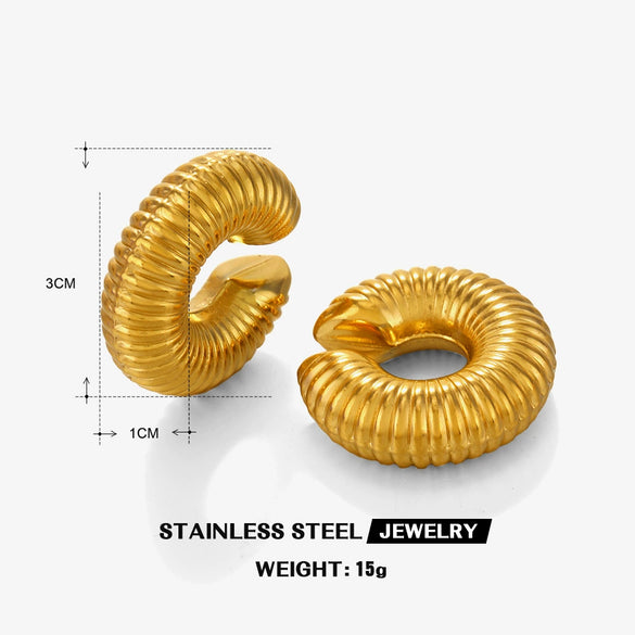 Wholesale Women's Geometric Stainless Steel Cshaped Hollow Ear Bone Clip Jewelry 18K Gold Plated