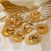 Wholesale Women's Geometric Stainless Steel Cshaped Hollow Ear Bone Clip Jewelry 18K Gold Plated