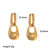 Wholesale Women's Geometric Stainless Steel Diamondencrusted Earrings With Vacuum Real Gold Plating