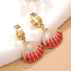 Wholesale Women's Geometric Stainless Steel Dripping Oil Shell Earrings Vacation Style Jewelry