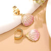 Wholesale Women's Geometric Stainless Steel Dripping Oil Shell Earrings Vacation Style Jewelry