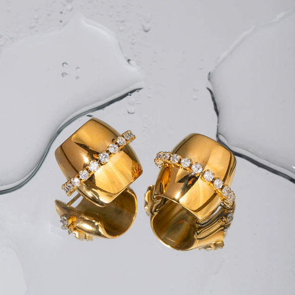 Wholesale Women's Geometric Stainless Steel Earrings 18K Gold Plated