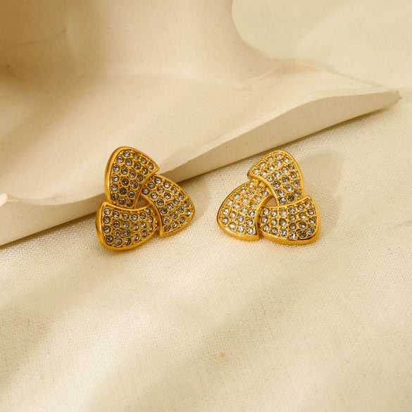 Wholesale Women's Geometric Stainless Steel Earrings 18K Gold Plated