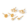 Wholesale Women's Geometric Stainless Steel Earrings Set With Zirconia In Plants Flowers Style