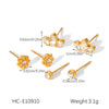 Wholesale Women's Geometric Stainless Steel Earrings Set With Zirconia In Plants Flowers Style