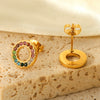 Wholesale Women's Geometric Stainless Steel Earrings With Colored Diamond Electroplated