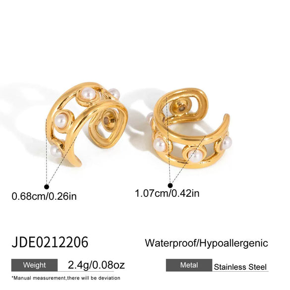 Wholesale Women's Geometric Stainless Steel Earrings With Geometric Pattern And Vacuum Real Gold Plating