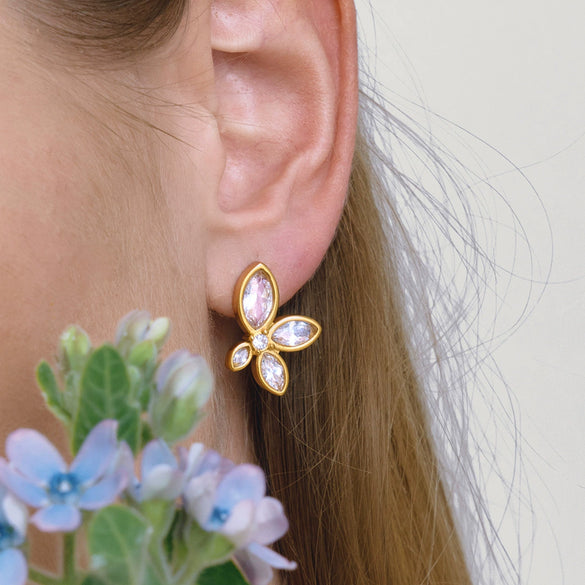 Wholesale Women's Geometric Stainless Steel Earrings With Geometric Pattern And Vacuum Real Gold Plating