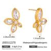 Wholesale Women's Geometric Stainless Steel Earrings With Geometric Pattern And Vacuum Real Gold Plating