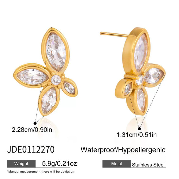 Wholesale Women's Geometric Stainless Steel Earrings With Geometric Pattern And Vacuum Real Gold Plating