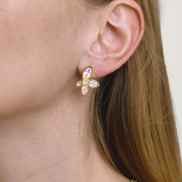 Wholesale Women's Geometric Stainless Steel Earrings With Geometric Pattern And Vacuum Real Gold Plating