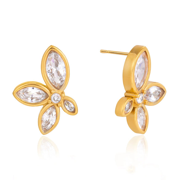 Wholesale Women's Geometric Stainless Steel Earrings With Geometric Pattern And Vacuum Real Gold Plating