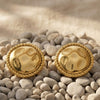 Wholesale Women's Geometric Stainless Steel Earrings With Gold Plating And Hammered Texture