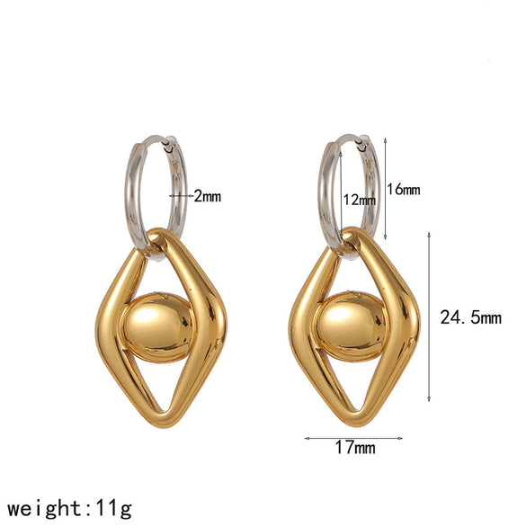 Wholesale Women's Geometric Stainless Steel Earrings With Pvd Furnace Vacuum Real Gold Plating