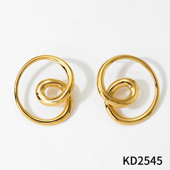 Wholesale Women's Geometric Stainless Steel Earrings With Pvd Furnace Vacuum Real Gold Plating