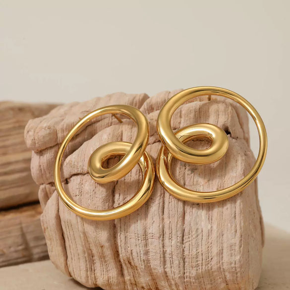 Wholesale Women's Geometric Stainless Steel Earrings With Pvd Furnace Vacuum Real Gold Plating