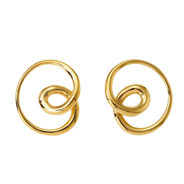 Wholesale Women's Geometric Stainless Steel Earrings With Pvd Furnace Vacuum Real Gold Plating