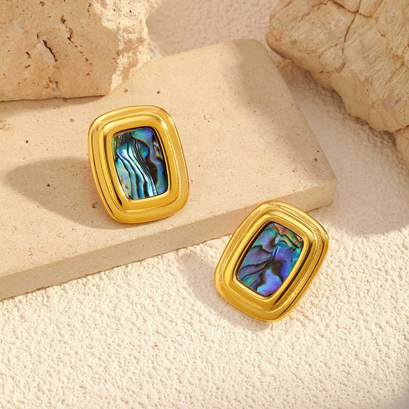 Wholesale Women's Geometric Stainless Steel Earrings With Pvd Furnace Vacuum Real Gold Plating