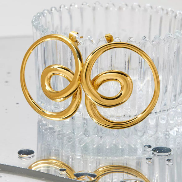 Wholesale Women's Geometric Stainless Steel Earrings With Pvd Furnace Vacuum Real Gold Plating