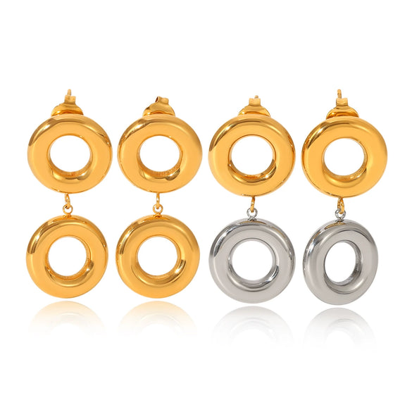 Wholesale Women's Geometric Stainless Steel Earrings With Pvd Furnace Vacuum Real Gold Plating