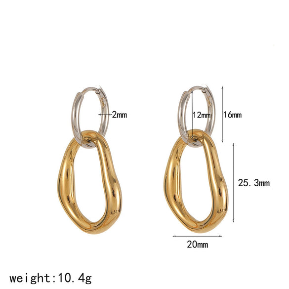Wholesale Women's Geometric Stainless Steel Earrings With Pvd Furnace Vacuum Real Gold Plating