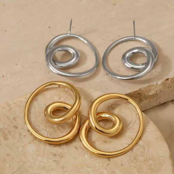 Wholesale Women's Geometric Stainless Steel Earrings With Pvd Furnace Vacuum Real Gold Plating