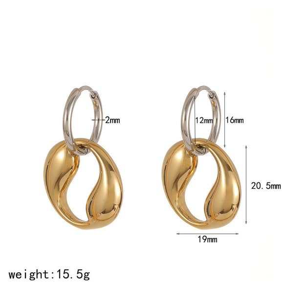 Wholesale Women's Geometric Stainless Steel Earrings With Pvd Furnace Vacuum Real Gold Plating