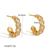 Wholesale Women's Geometric Stainless Steel Earrings With Vacuum Real Gold Plating And Diamondencrusted Zircon