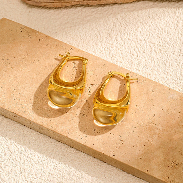 Wholesale Women's Geometric Stainless Steel Earrings With Vacuum Real Gold Plating In Pvd Furnace