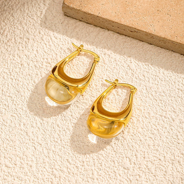 Wholesale Women's Geometric Stainless Steel Earrings With Vacuum Real Gold Plating In Pvd Furnace