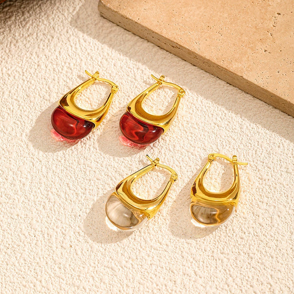 Wholesale Women's Geometric Stainless Steel Earrings With Vacuum Real Gold Plating In Pvd Furnace