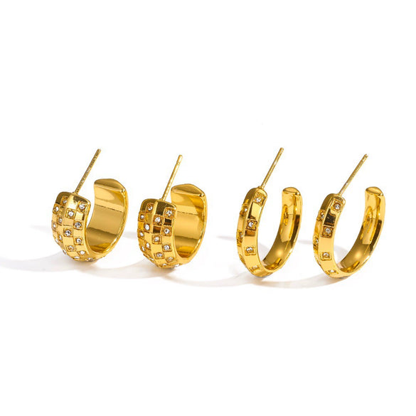 Wholesale Women's Geometric Stainless Steel Earrings With Vacuum Real Gold Plating In Pvd Furnace