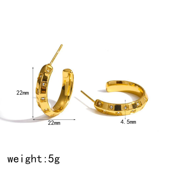 Wholesale Women's Geometric Stainless Steel Earrings With Vacuum Real Gold Plating In Pvd Furnace