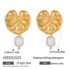 Wholesale Women's Geometric Stainless Steel Earrings With Vacuum Real Gold Plating Inspired By Plants And Flowers