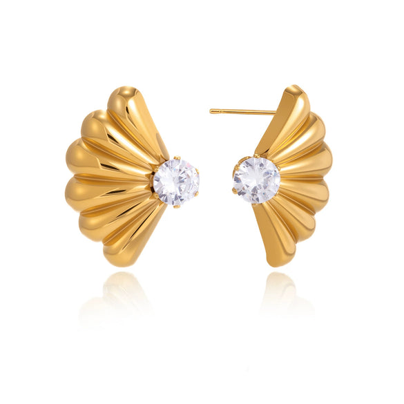 Wholesale Women's Geometric Stainless Steel Earrings With Vacuum Real Gold Plating