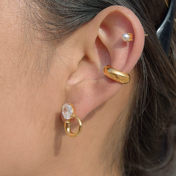 Wholesale Women's Geometric Stainless Steel Earrings With Vacuum Real Gold Plating