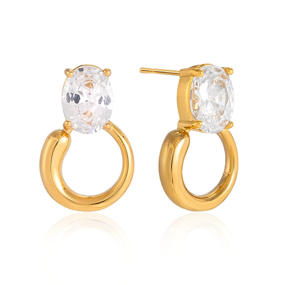 Wholesale Women's Geometric Stainless Steel Earrings With Vacuum Real Gold Plating